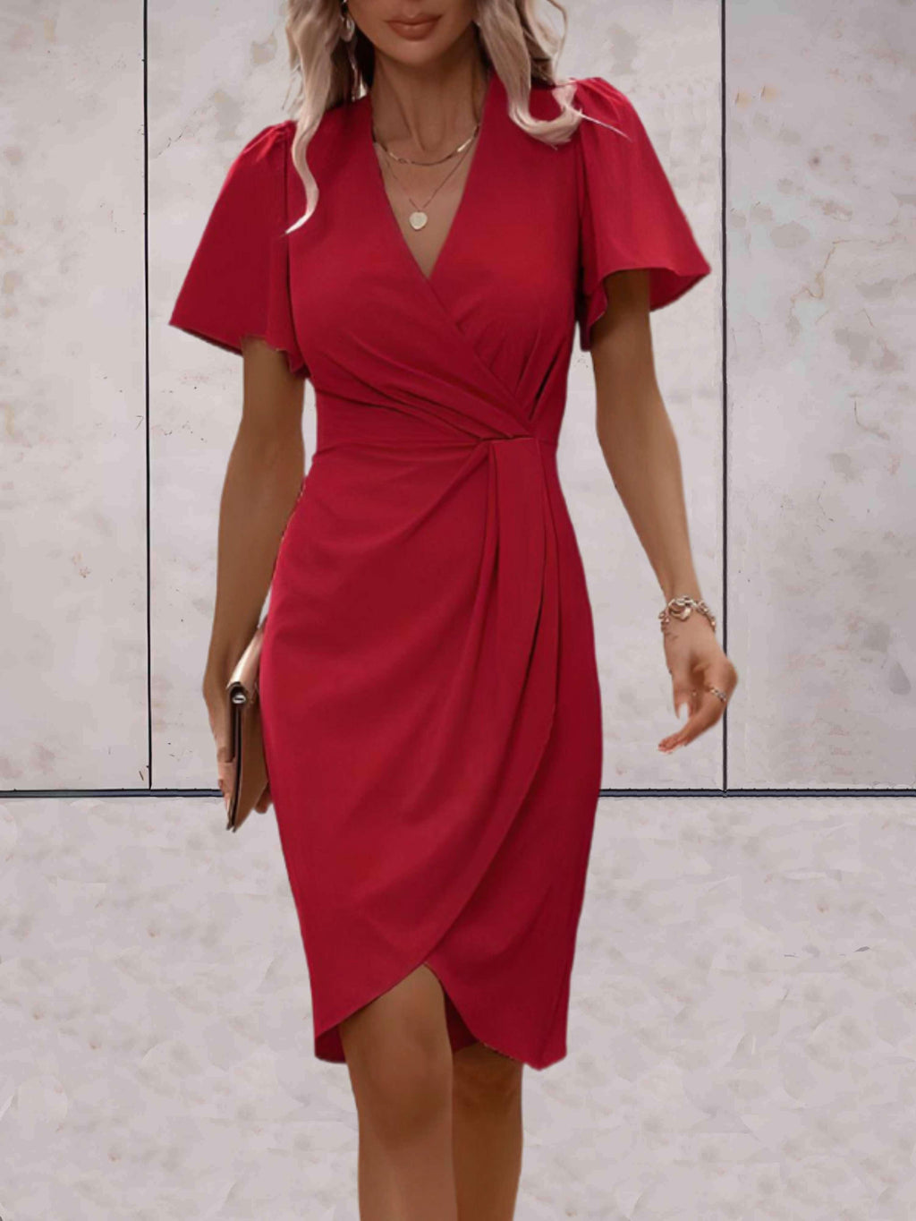 Evadne Women's Wrap Dress – Elegant Cross-Over Dress with V-Neck and Adjustable Fit