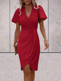 Evadne Women's Wrap Dress – Elegant Cross-Over Dress with V-Neck and Adjustable Fit