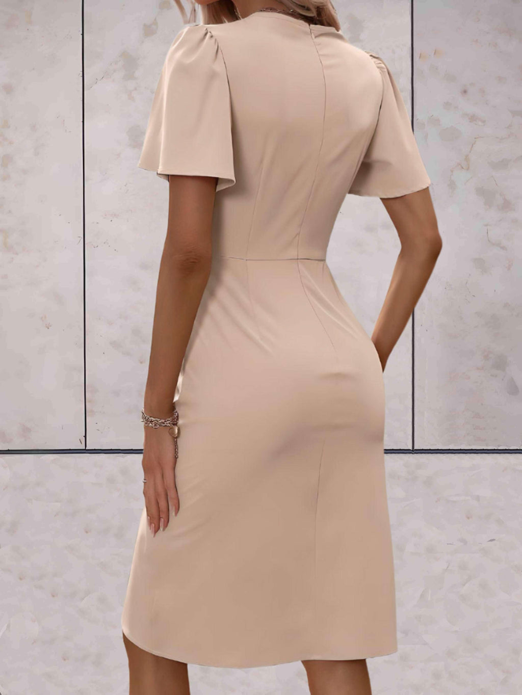 Evadne Women's Wrap Dress – Elegant Cross-Over Dress with V-Neck and Adjustable Fit