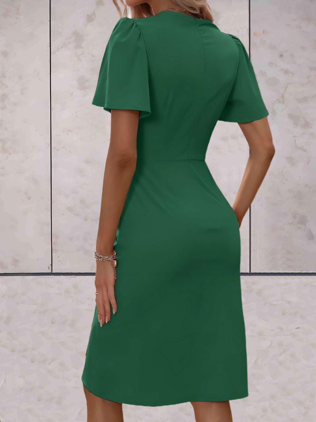 Evadne Women's Wrap Dress – Elegant Cross-Over Dress with V-Neck and Adjustable Fit