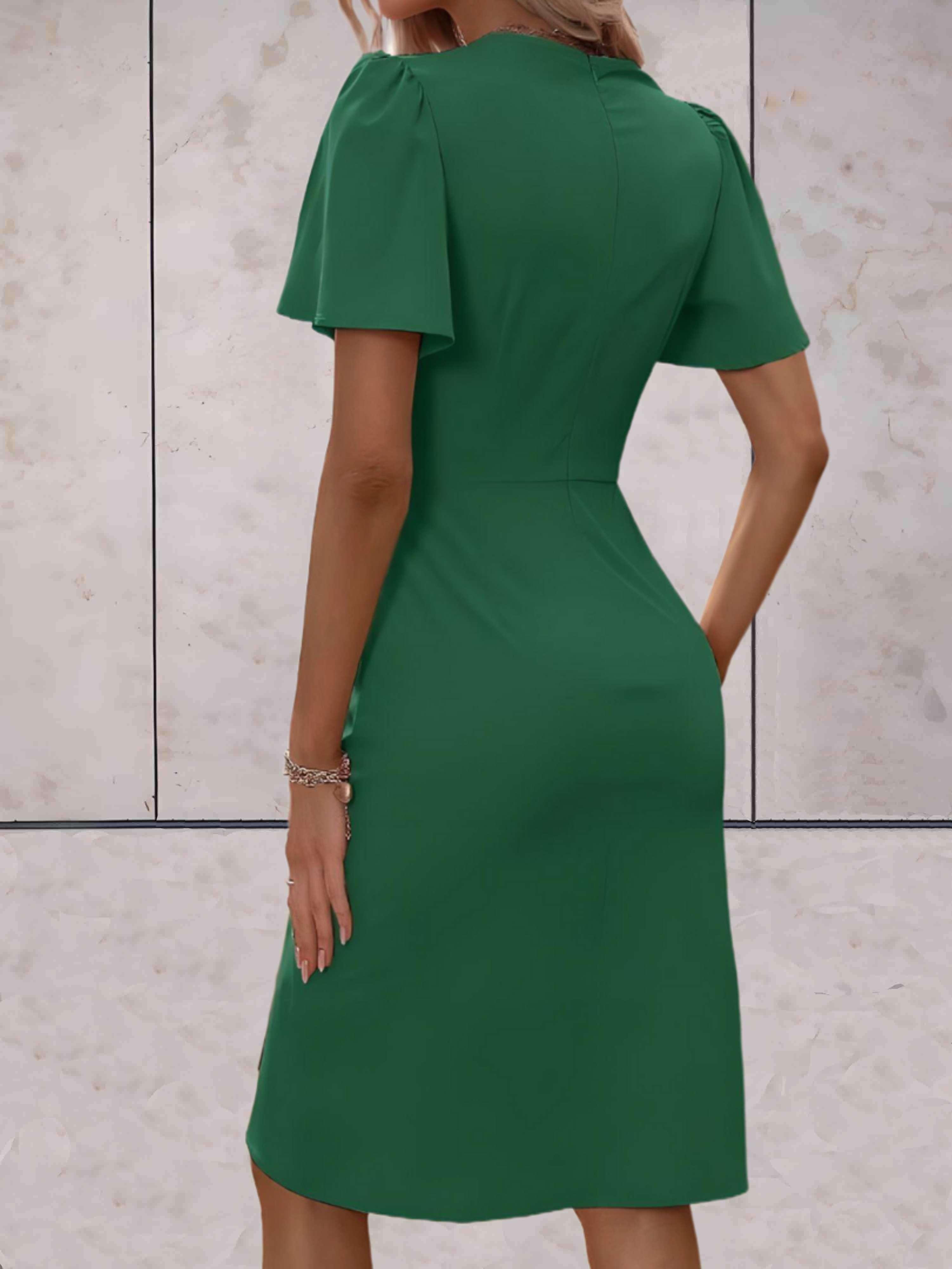 Evadne Women's Wrap Dress – Elegant Cross-Over Dress with V-Neck and Adjustable Fit