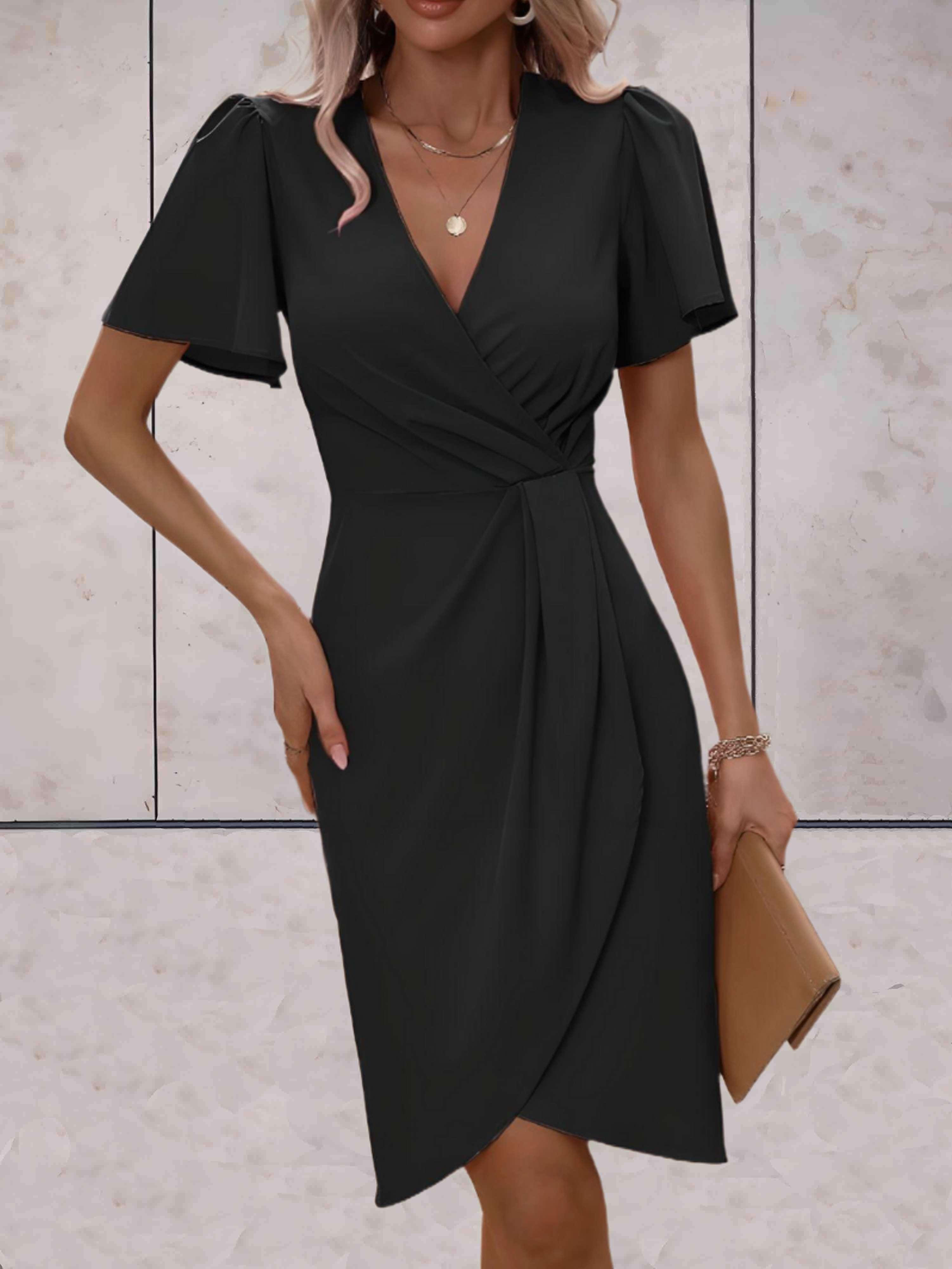 Evadne Robe Portefeuille Femme – Robe Croisée Élégante avec Col en V et Coupe Ajustable