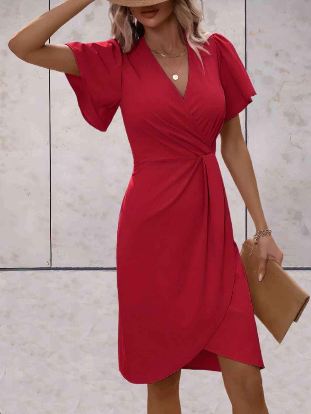 Evadne Women's Wrap Dress – Elegant Cross-Over Dress with V-Neck and Adjustable Fit