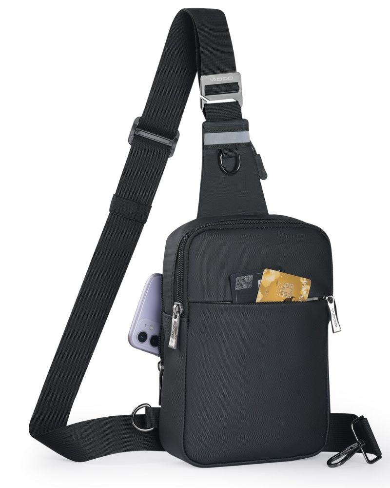 Maddox Borsa a tracolla da uomo – Borsa a petto multitasche in nylon reversibile
