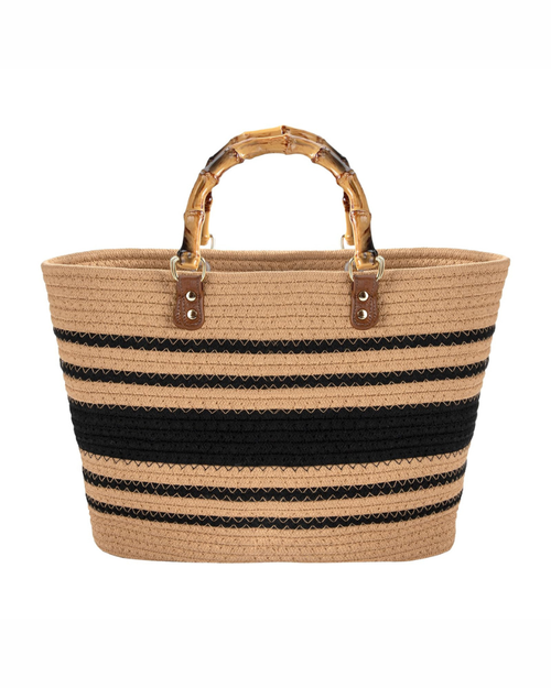 Avery Sac Cabas Femme – Grand Sac Tressé en Coton avec Anses en Bambou Grande Capacité