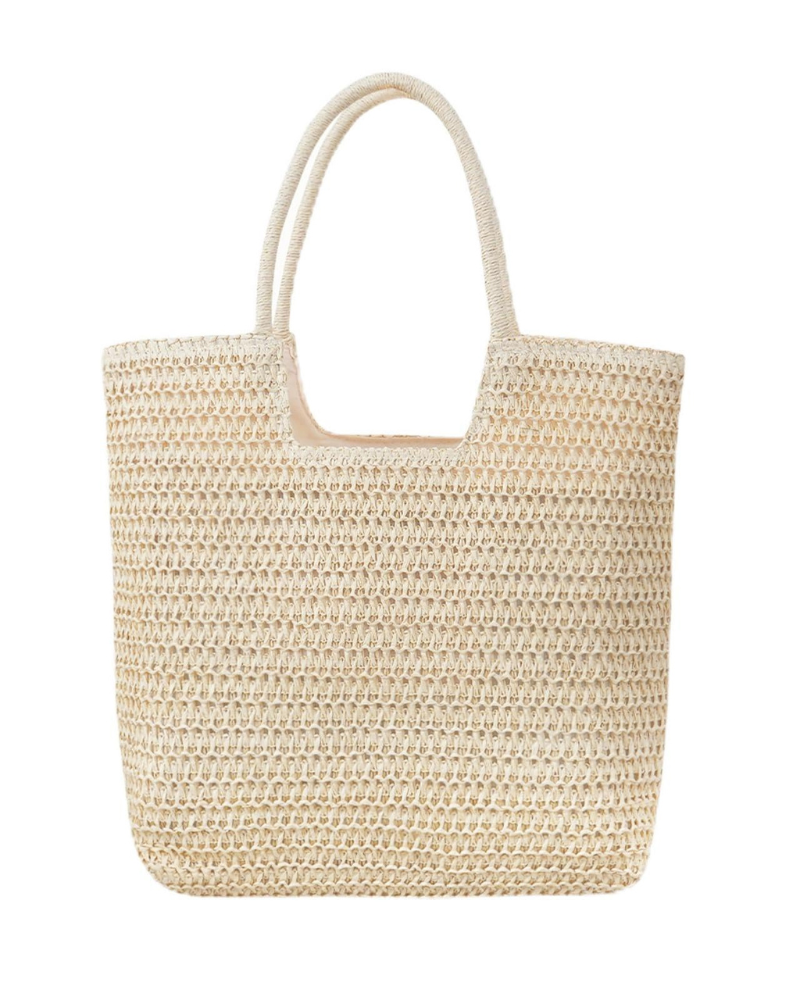Abigail Borsa a Mano Donna – Grande Borsa in Paglia Intrecciata Chiusura a Zip Tracolla