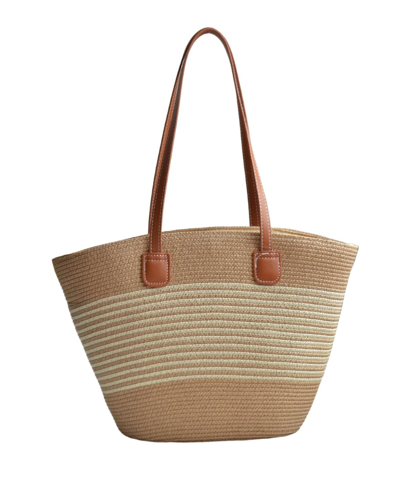 Harper Sac de Plage en Paille Femme – Cabas Tressé Grande Capacité Bandoulière Élégant
