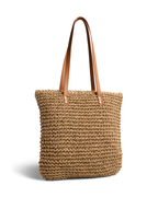 Reese Sac Cabas Femme – Sac en Paille avec Fermeture Éclair Bandoulière et Poche Intérieure