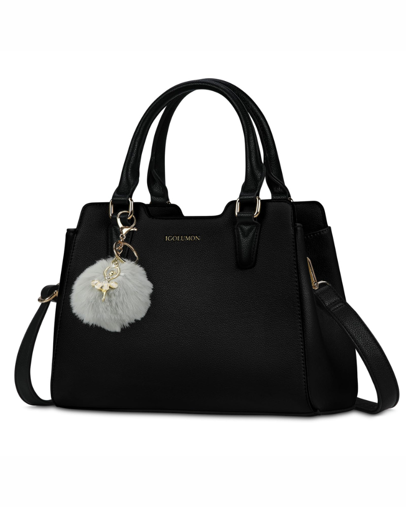Camille Borsa a mano da donna – Borsa in pelle PU con più tasche, tracolla regolabile e nappina