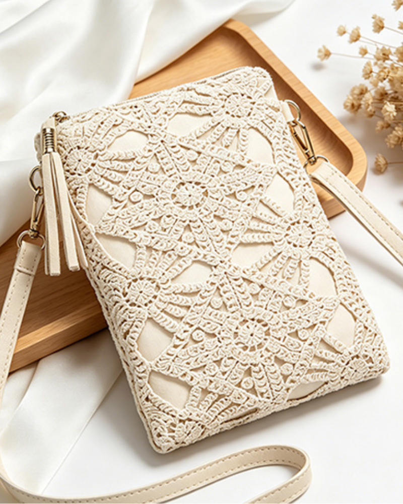 Callie Pochette Porta-Cellulare da Donna – Borsa a Tracolla in Ecopelle PU con Motivo Floreale Tagliato al Laser
