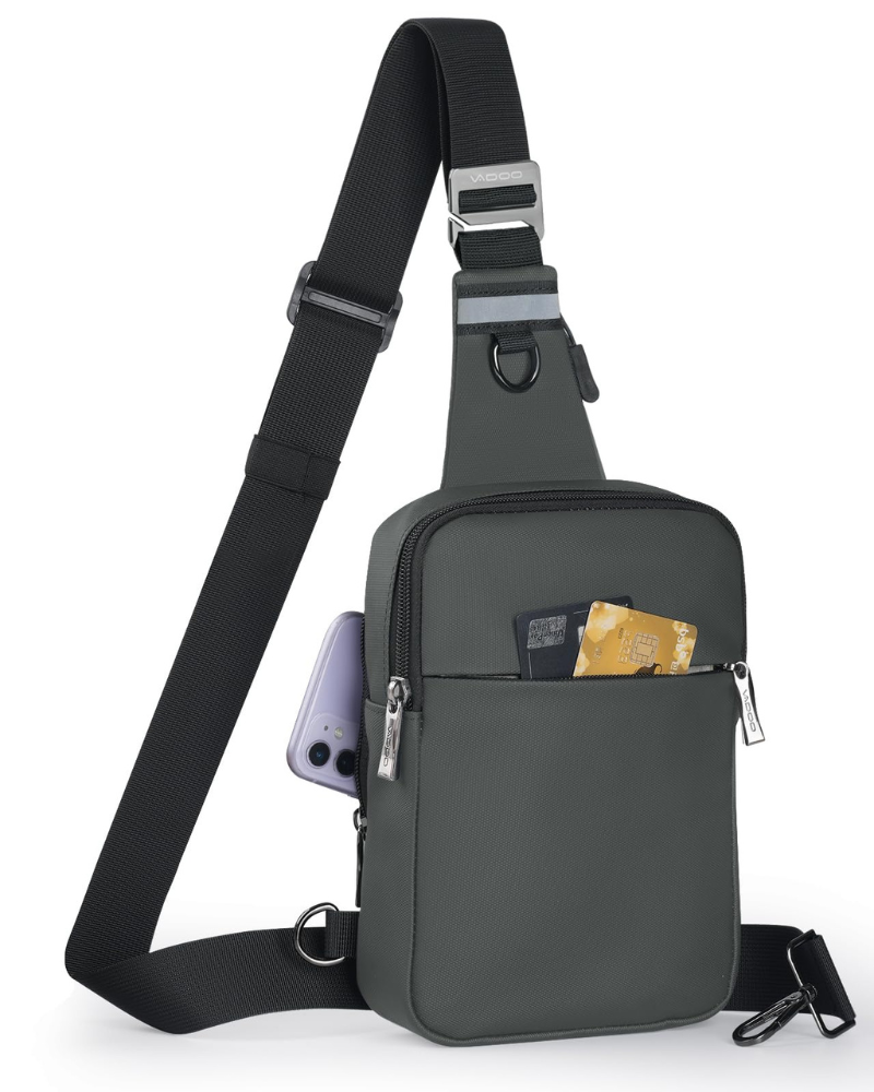 Maddox Borsa a tracolla da uomo – Borsa a petto multitasche in nylon reversibile