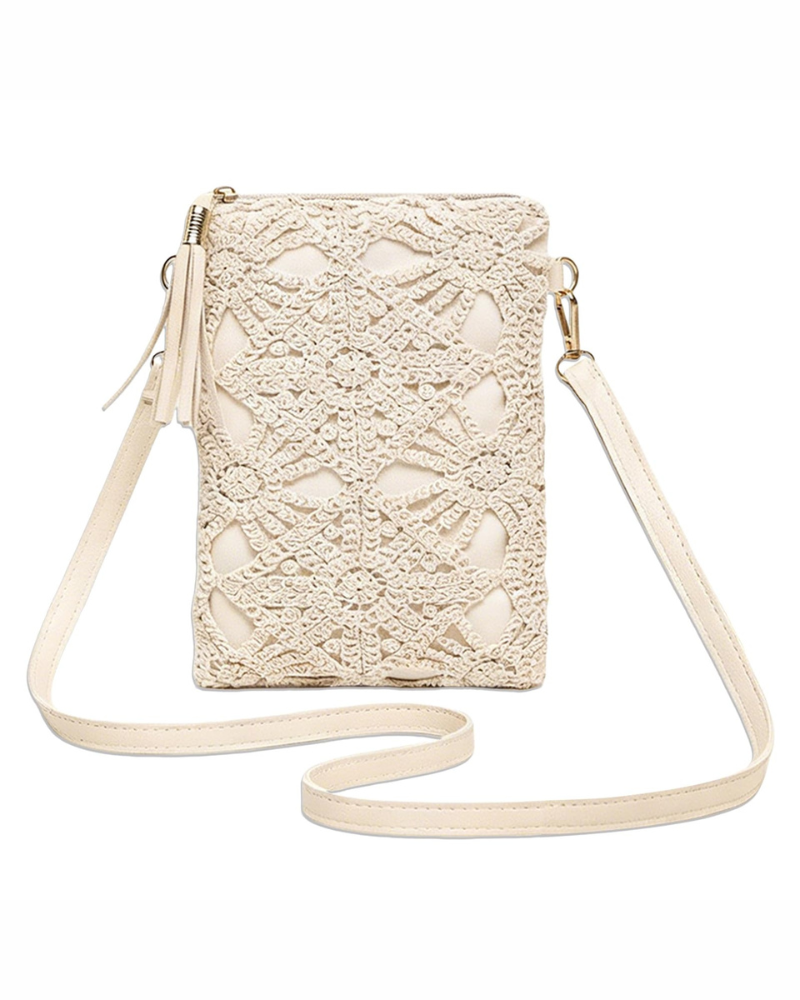 Callie Pochette Porta-Cellulare da Donna – Borsa a Tracolla in Ecopelle PU con Motivo Floreale Tagliato al Laser