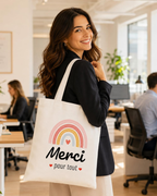 Kinsley Sac Cabas Femme – Tote Bag Imprimé Arc-en-Ciel avec Porte-Clés Cœur en Coton