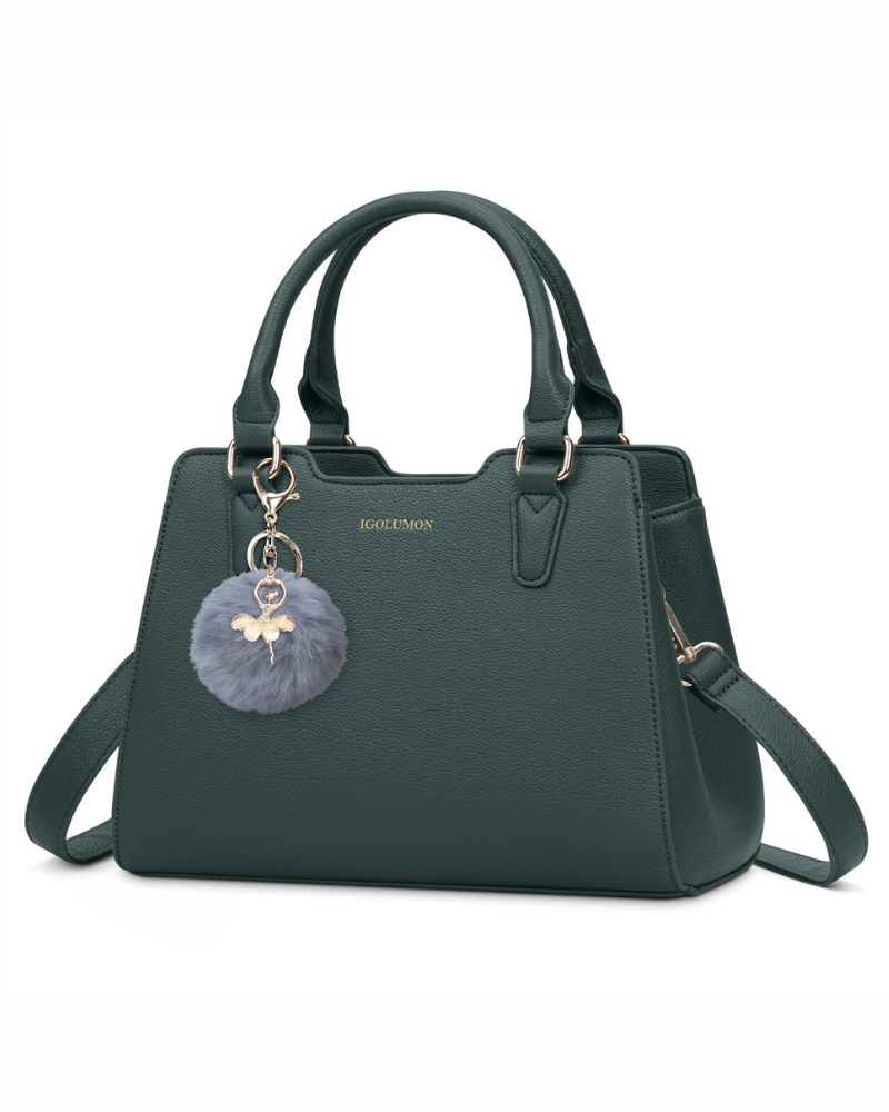 Camille Borsa a mano da donna – Borsa in pelle PU con più tasche, tracolla regolabile e nappina