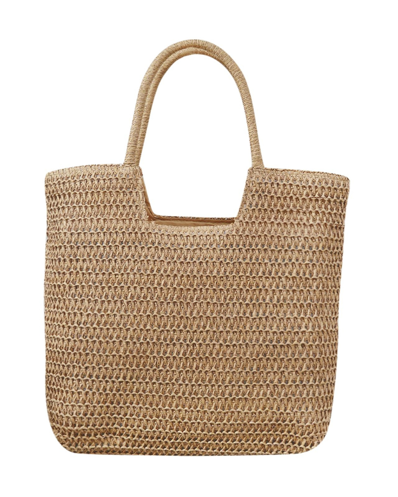 Abigail Borsa a Mano Donna – Grande Borsa in Paglia Intrecciata Chiusura a Zip Tracolla