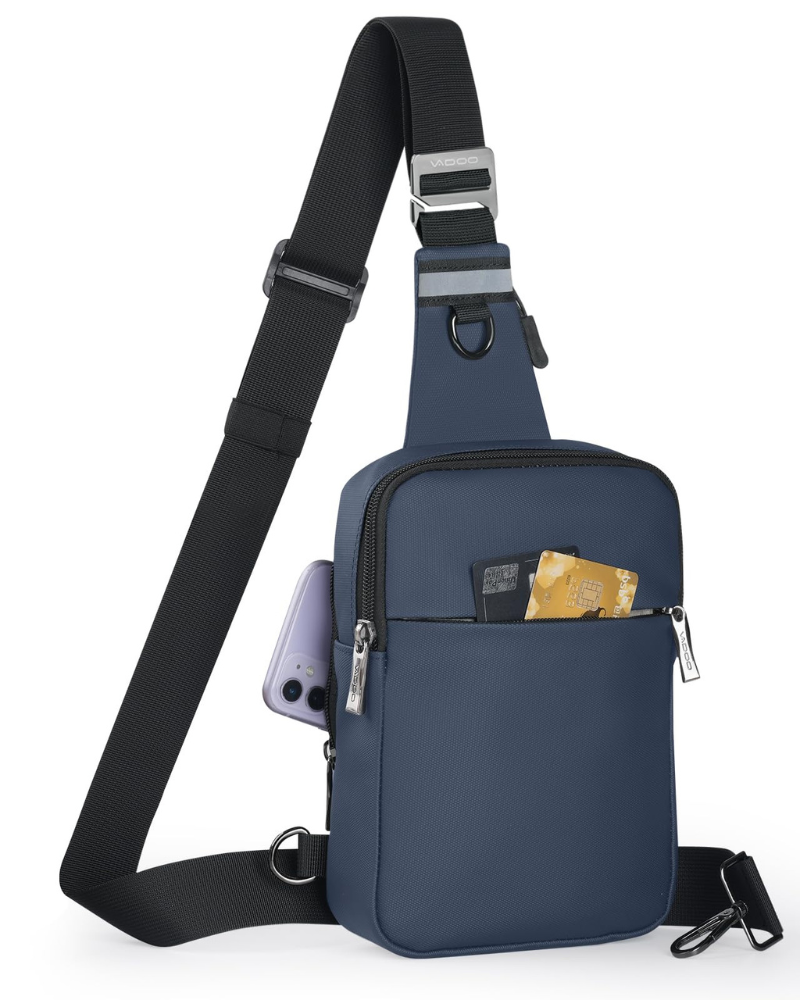 Maddox Borsa a tracolla da uomo – Borsa a petto multitasche in nylon reversibile