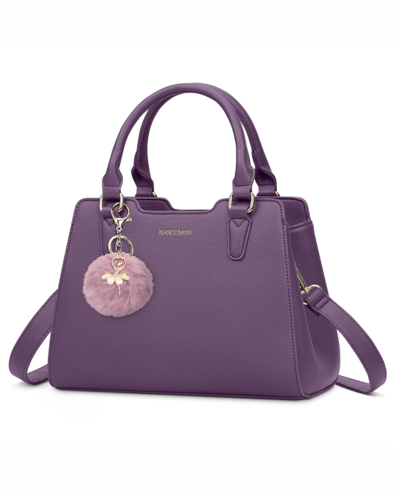Camille Borsa a mano da donna – Borsa in pelle PU con più tasche, tracolla regolabile e nappina