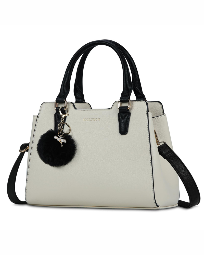 Camille Borsa a mano da donna – Borsa in pelle PU con più tasche, tracolla regolabile e nappina