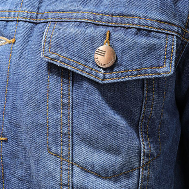 Ethan Veste en Denim Homme – Jean Doublé Chaud à Coupe Classique avec Fermeture à Boutons