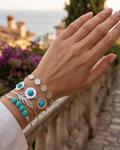Fallon Bracelet Femme – Bracelet Chaîne Turquoise Motif Feuille Florale en Acier Alliage