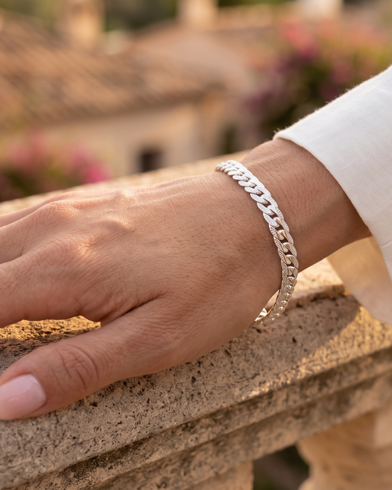 Reese Bracelet Femme – Bracelet Chaîne Cubaine en Argent 925 Style Hip-Hop Élégant