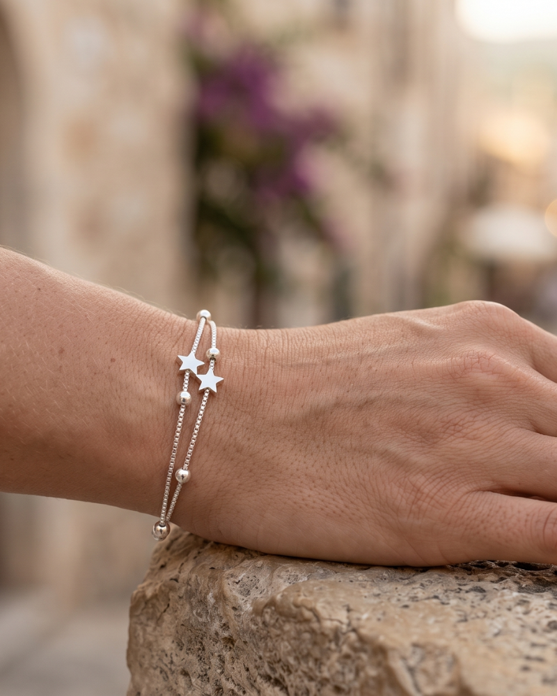 Sloane Bracelet Femme – Bracelet Maille Argent 925 Perles Cœur Élégant