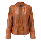 Avery Chaqueta de Cuero para Mujer – Chaqueta Elegante con Cuello Alto, Cierre de Cremallera y Estilo Atemporal