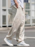 Logan Pantaloni in Lino Uomo – Pantaloni Leggeri a Taglio Ampio con Comfort Traspirante e Stile Casual