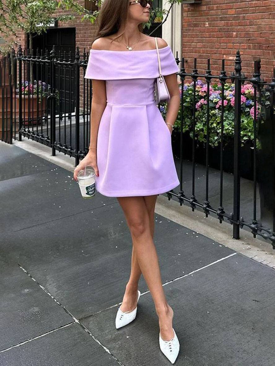 Victoria Women's Cocktail Dress – Boat Neck Skater Dress with Elegant Cut