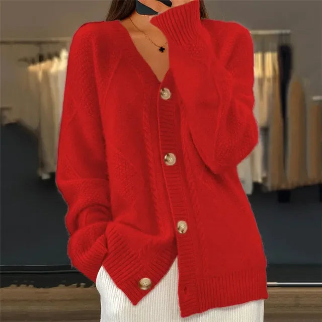 Evelyn Cardigan Femme en Cachemire – Gilet 100 % Cachemire Doux avec Boutons et Manches Longues