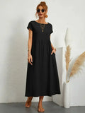 Hannah Women's Long Dress – Flowy Cotton Blend Summer Dress with Elegant Cut
