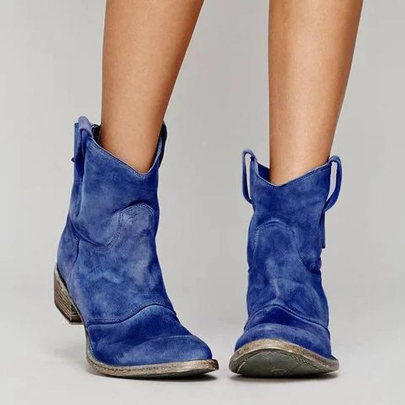 Jessica Bottes Femme – Boots en Daim Élégantes avec Talon Bloc Confortable & Style Intemporel
