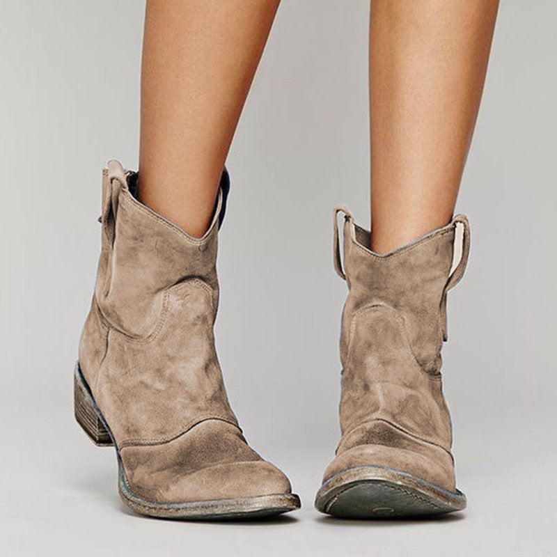 Jessica Bottes Femme – Boots en Daim Élégantes avec Talon Bloc Confortable & Style Intemporel