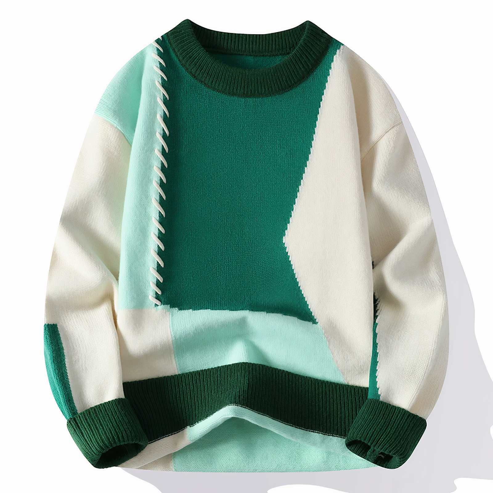 Julien Men's Sweater – Soft Knit Patchwork Sweater, Modern Style for Autumn & Winter