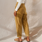Coraline Pantaloni Donna in Velluto a Coste – Pantaloni a Vita Alta con Gambe Ampie e Stile Elegante