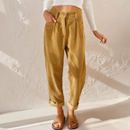 Coraline Pantaloni Donna in Velluto a Coste – Pantaloni a Vita Alta con Gambe Ampie e Stile Elegante