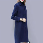 Jennifer Manteau Femme Élégant – Manteau Long Classique avec Col Chic, Boutons & Coupe Confortable