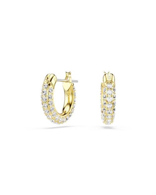 Aurora Boucles d'Oreilles Femme – Créoles Plaquées Rhodium Pavées de Cristaux Transparents