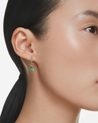 Jasmine Women's Earrings – Elegant Gold-Plated Hoops with Green Crystal Pendants
