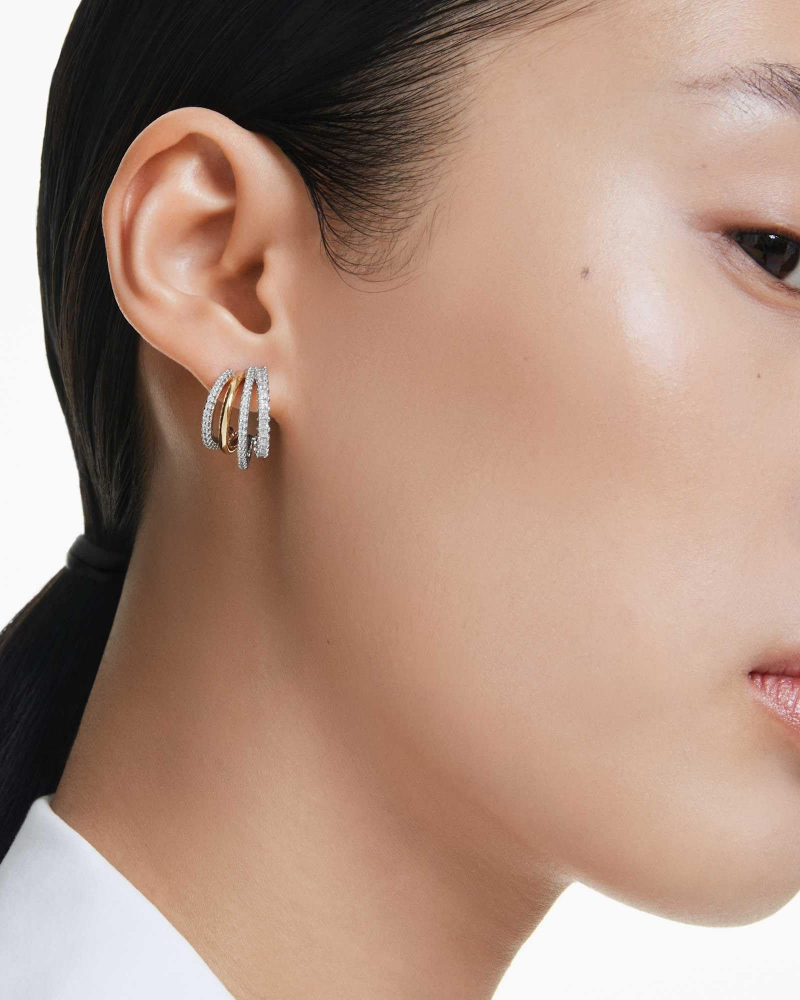 Giselle Orecchini Donna – Cerchi Multipli Bicolore Zirconia Taglio Rotondo e Quadrato