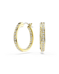 Elise Boucles d'Oreilles Femme – Créoles Plaquées Rhodium Pavées de Cristaux Transparents
