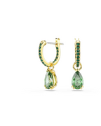 Jasmine Women's Earrings – Elegant Gold-Plated Hoops with Green Crystal Pendants