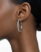 Savannah Women's Earrings – Elegant Rhodium-Plated Hoops Paved with Crystals