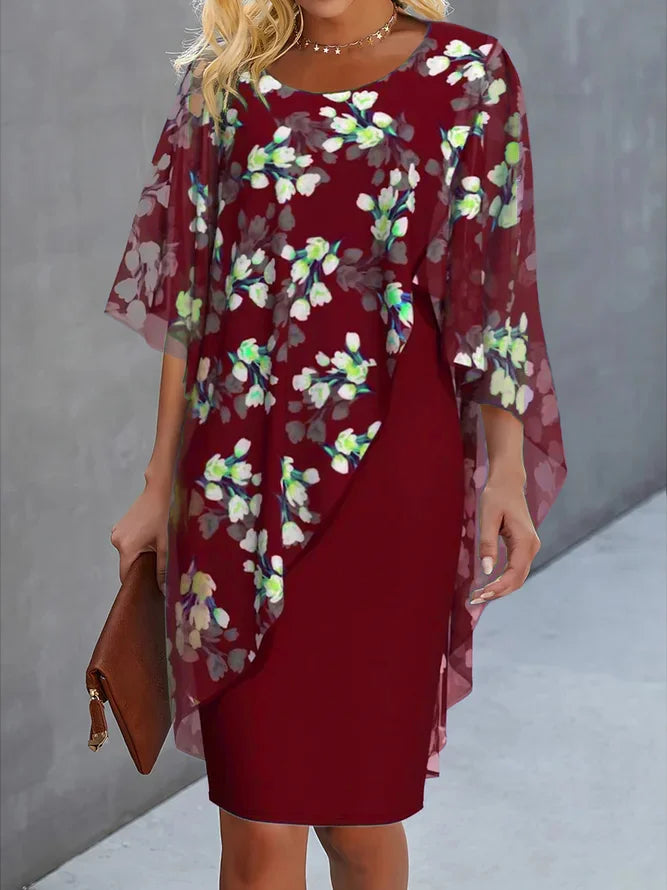 Lucy Chiffon Dress for Women – Elegant Floral Dress with Flowy Cut and Light Veil