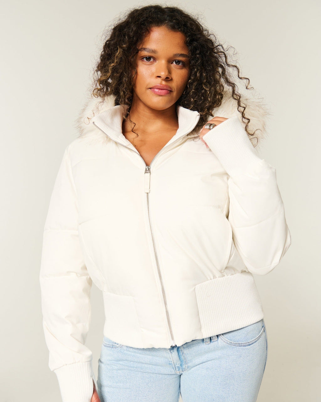 Women's Natalie Winter Coat – Warm Quilted Jacket with Detachable Hood and Faux Fur Collar