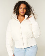 Women's Natalie Winter Coat – Warm Quilted Jacket with Detachable Hood and Faux Fur Collar