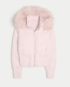 Women's Natalie Winter Coat – Warm Quilted Jacket with Detachable Hood and Faux Fur Collar
