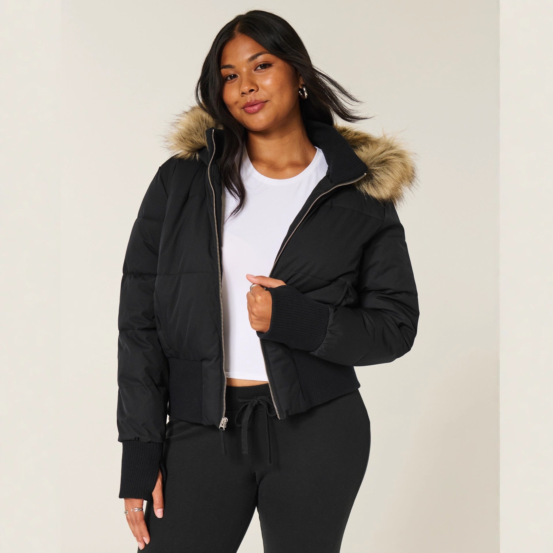 Natalie Manteau d'Hiver Femme – Veste Matelassée Chaude avec Capuche Amovible et Col en Fausse Fourrure