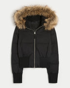 Women's Natalie Winter Coat – Warm Quilted Jacket with Detachable Hood and Faux Fur Collar