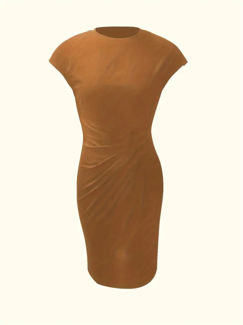 Brezly Robe Midi Femme – Robe Élégante à Coupe Flatteuse avec Col Rond & Style Intemporel